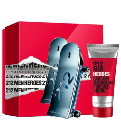 CAROLINA HERRERA 212 HEROES 2 PCS SET FOR MEN: 3.4 EAU DE TOILETTE SPRAY + 3.4 SHOWER GEL