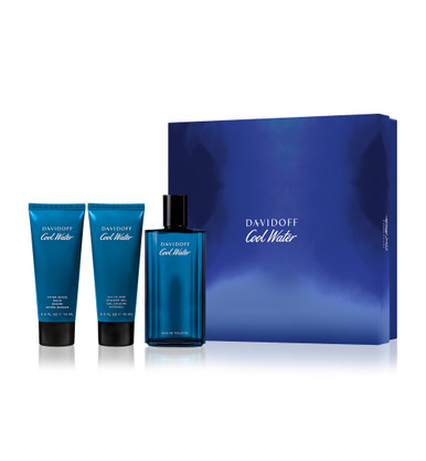 DAVIDOFF COOL WATER 3 PCS SET FOR MEN: 4.2 EAU DE TOILETTE SPRAY + 2.5 SHOWER GEL + 2.5 AFTER SHAVE BALM