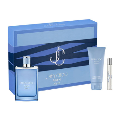 JIMMY CHOO MAN AQUA 3 PCS SET: 3.3 EAU DE TOILETTE SPRAY + 0.25 EAU DE TOILETTE SPRAY + 3.3 SHOWER GEL