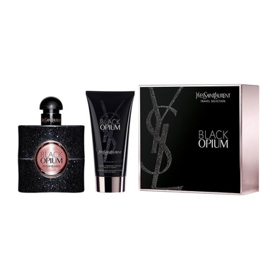 YVES SAINT LAURENT BLACK OPIUM 2 PCS SET: 1.6 EAU DE PARFUM SPRAY + 1.6 SHIMMERING BODY LOTION