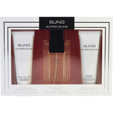 ALFRED SUNG 3 PCS SET FOR WOMEN: 3.4 EAU DE TOILETTE SPRAY + 2.5 BODY LOTION + 2.5 SHOWER GEL..